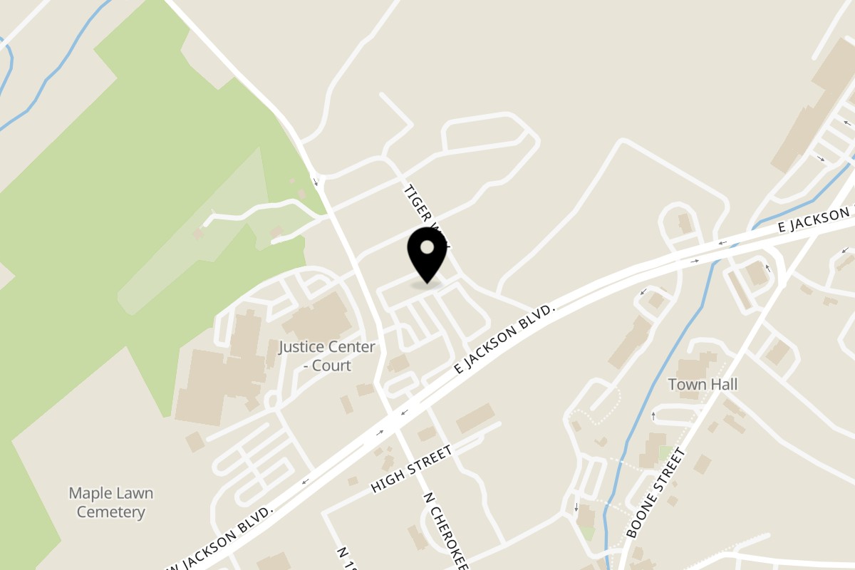 Map showing the location of The Black Olive Jonesborough on 125 E Jackson Blvd #8 in Jonesborough